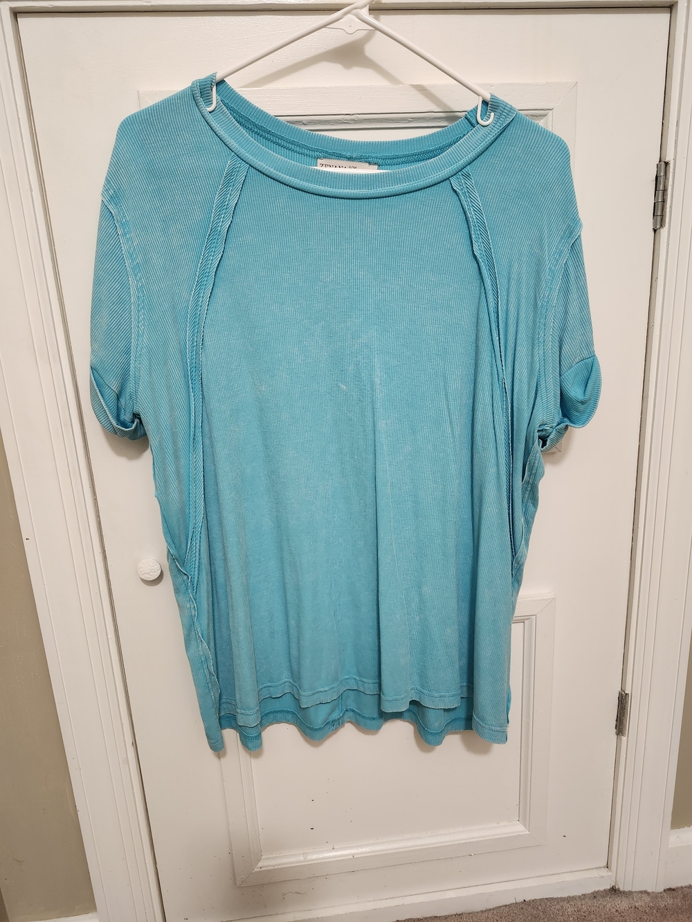 Zenana Outfitters Turquoise Short Sleeve Knit Top